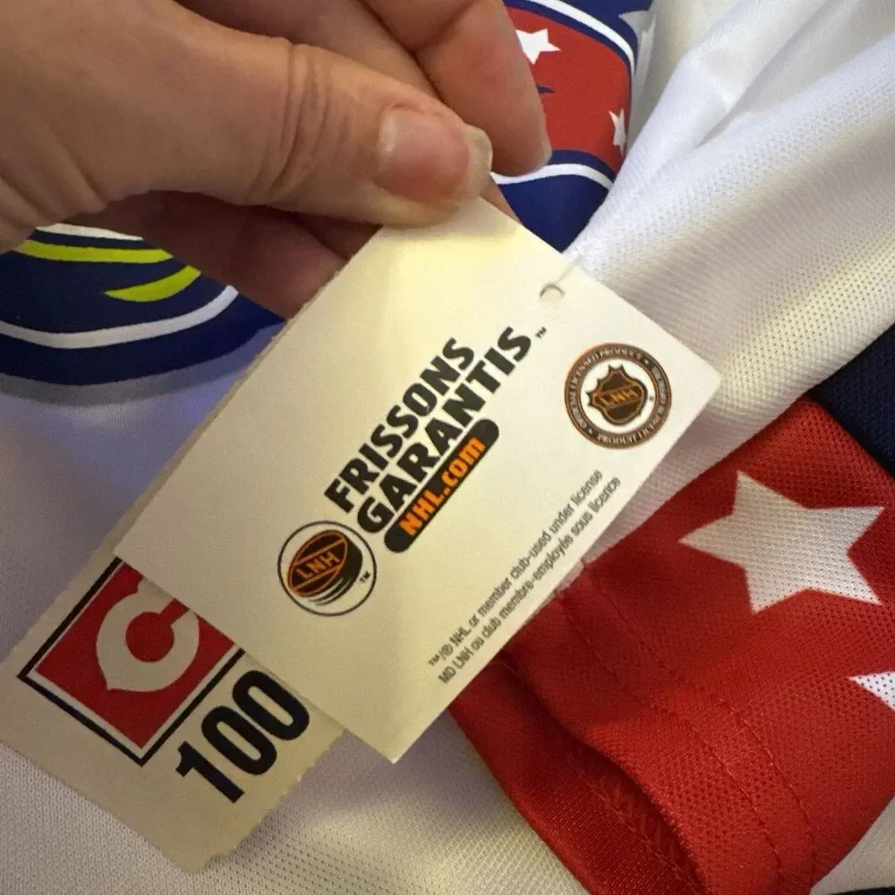 NWT Authentic‎ Ccm Columbus Blue Jackets Jersey Boys XL Mic 90s Vintage White